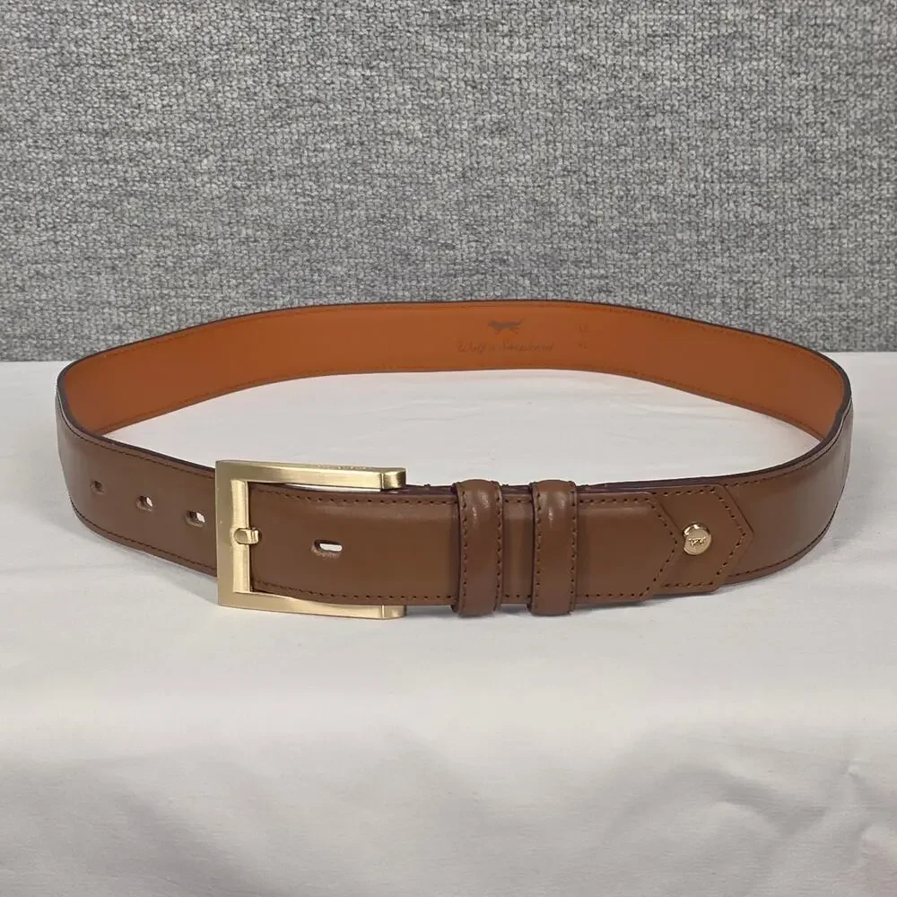 WOLF & SHEPHERD LEATHER BELT – SIZE 32 / 82 – MADE IN ITALY – BROWN – CLEAN